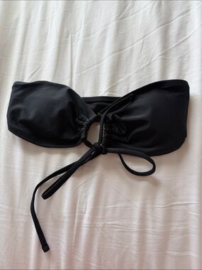 Black Bandeau Tie-Front Bikini Top - Women's Swim